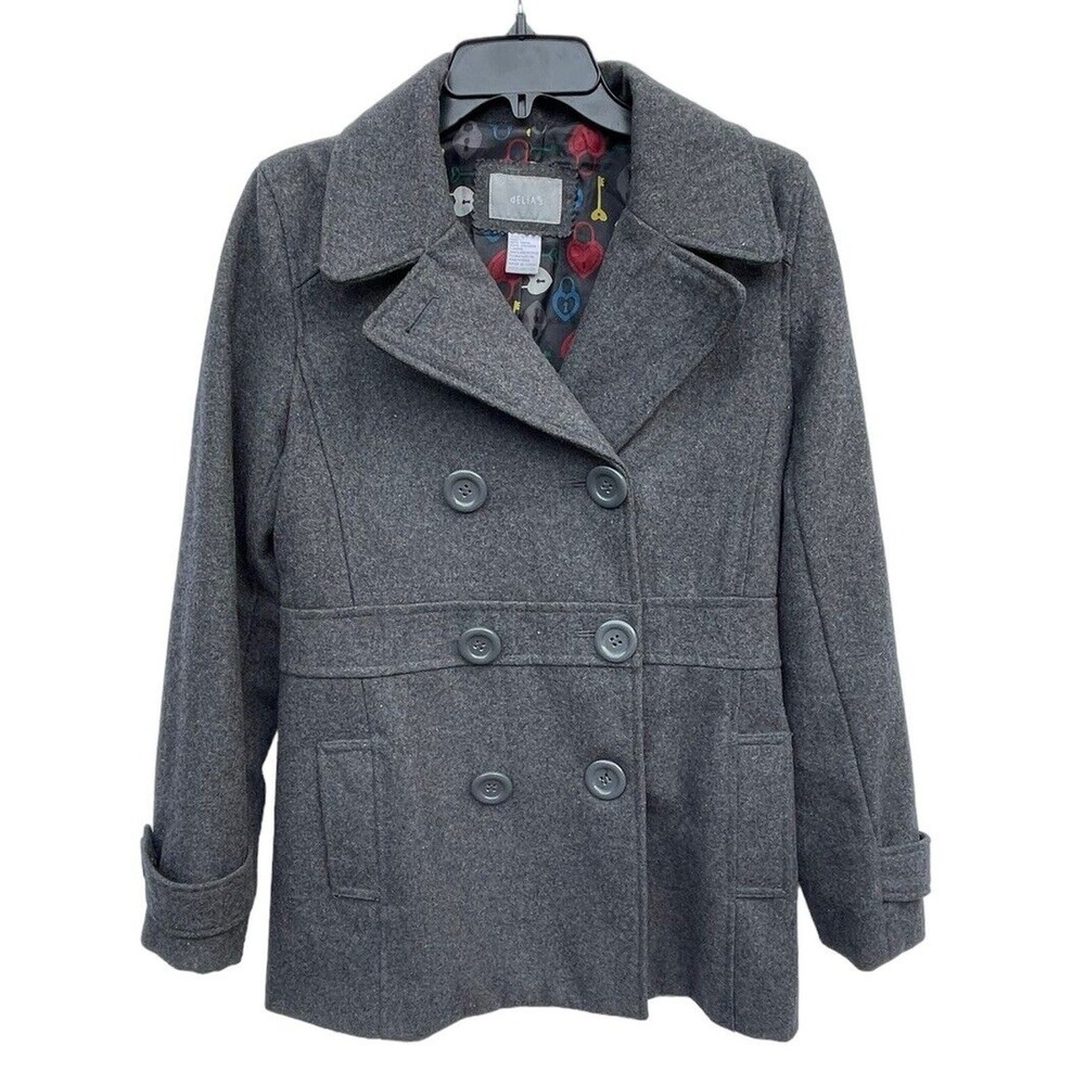 dELiA’s Lock and Key Print Black Coat Women's Size Small